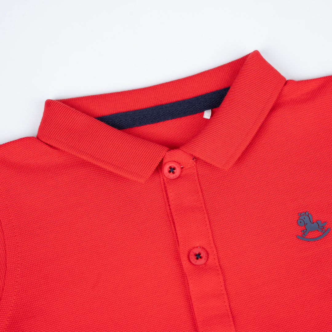 Poney Baby Boys Rocco Red Short Sleeve Polo and Bermuda Set