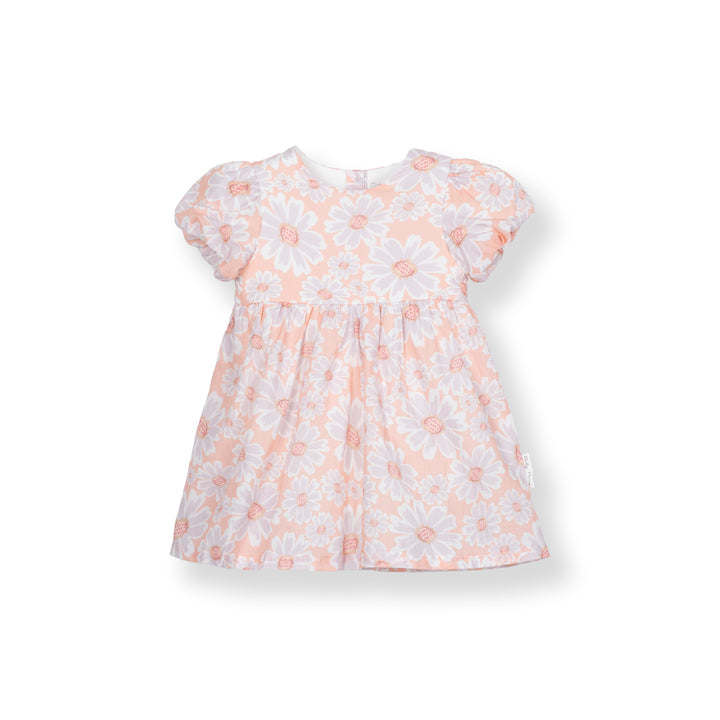 Poney Baby Girls Light Orange Sunny Floral Short Sleeve Dress