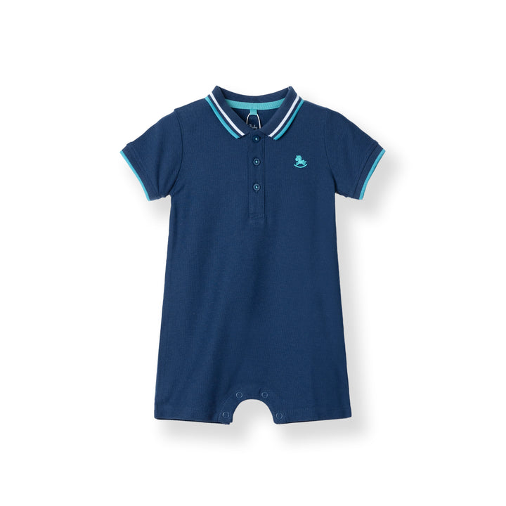 Boys Navy Owen’s Brother S/S Polo Romper