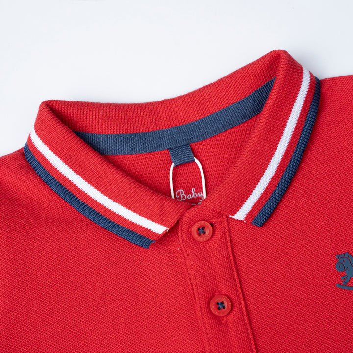 Boys Red Colin’s Brother S/S Polo Romper