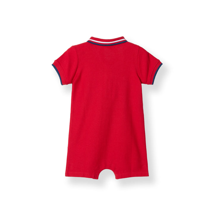 Boys Red Colin’s Brother S/S Polo Romper