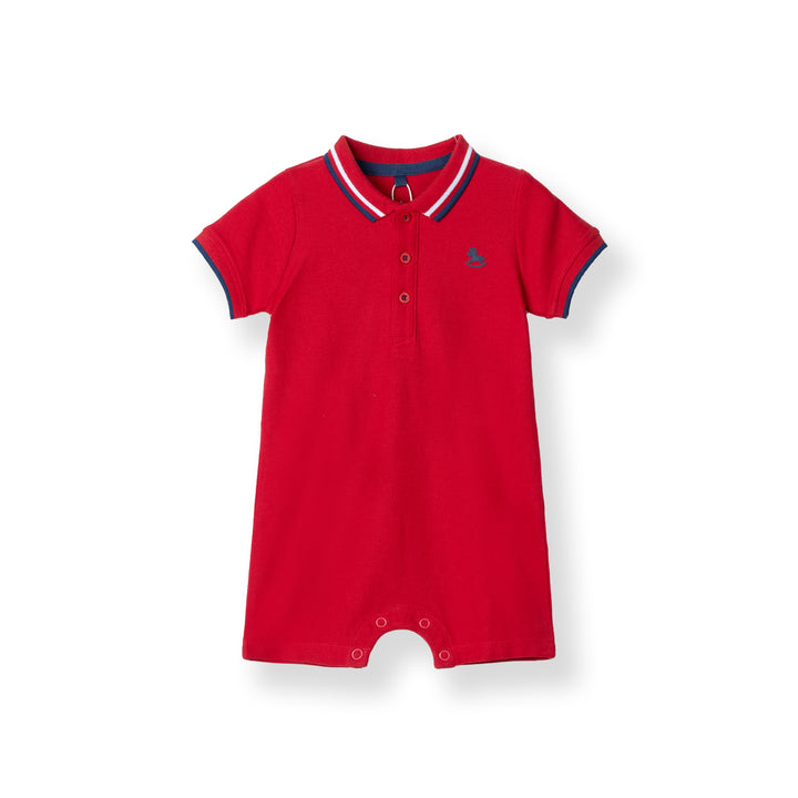 Boys Red Colin’s Brother S/S Polo Romper