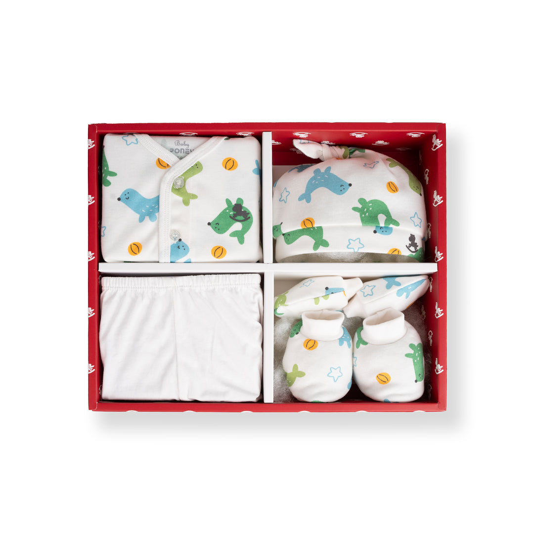 Poney Boys Green NewBorn Giftset