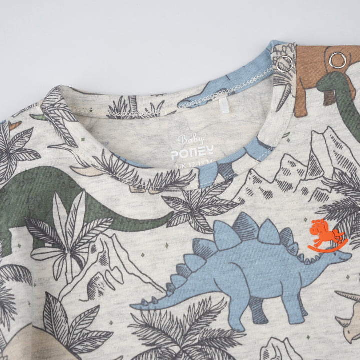 Poney Baby Boys Grey Jurassic Snooze Pyjamas