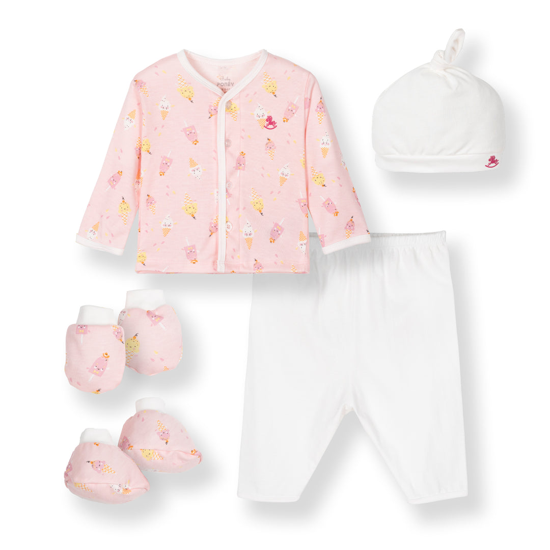 Poney Baby Girls Pink Ice Cream Newborn Gift Set