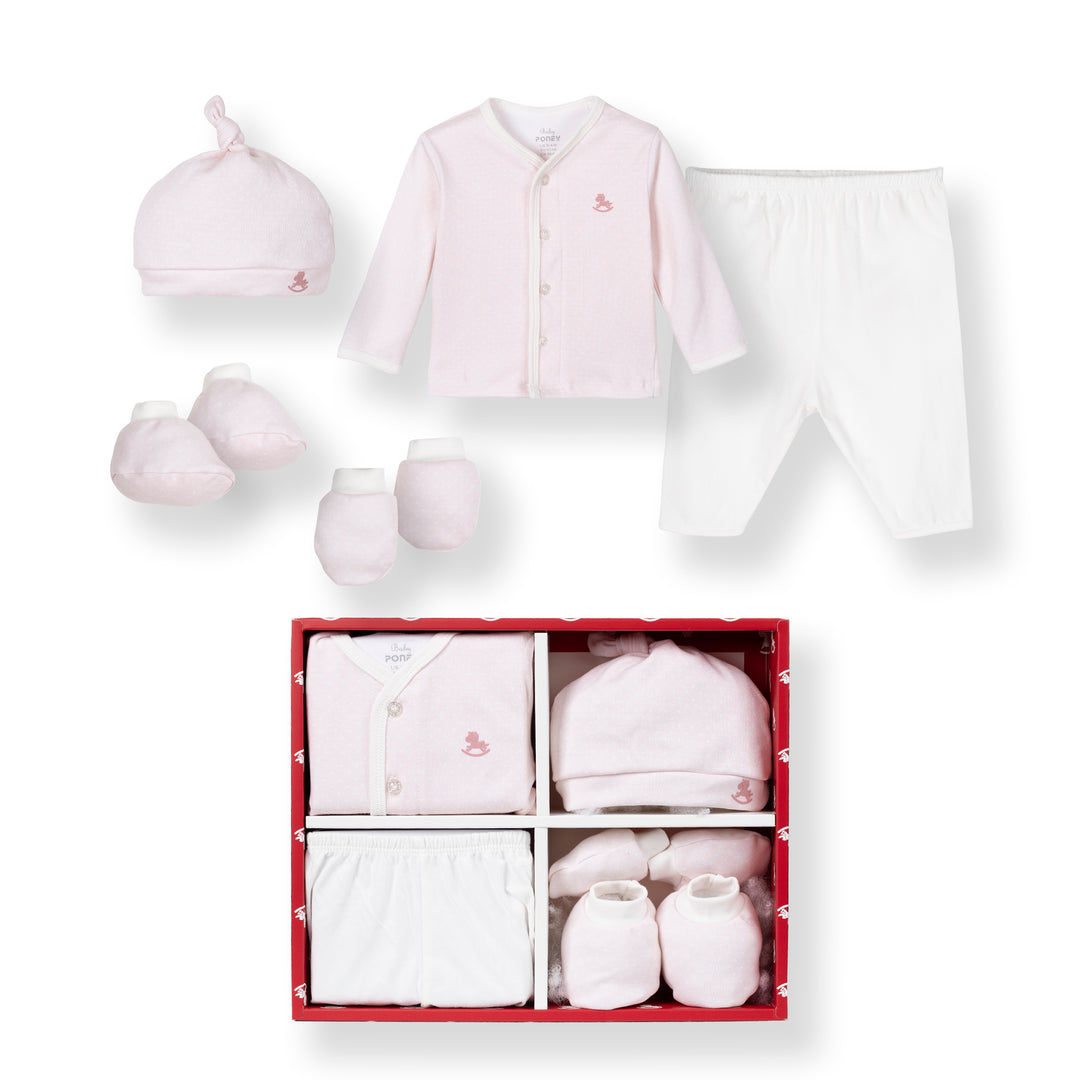 Poney Baby Girls Light Pink Dots Newborn Gift Set