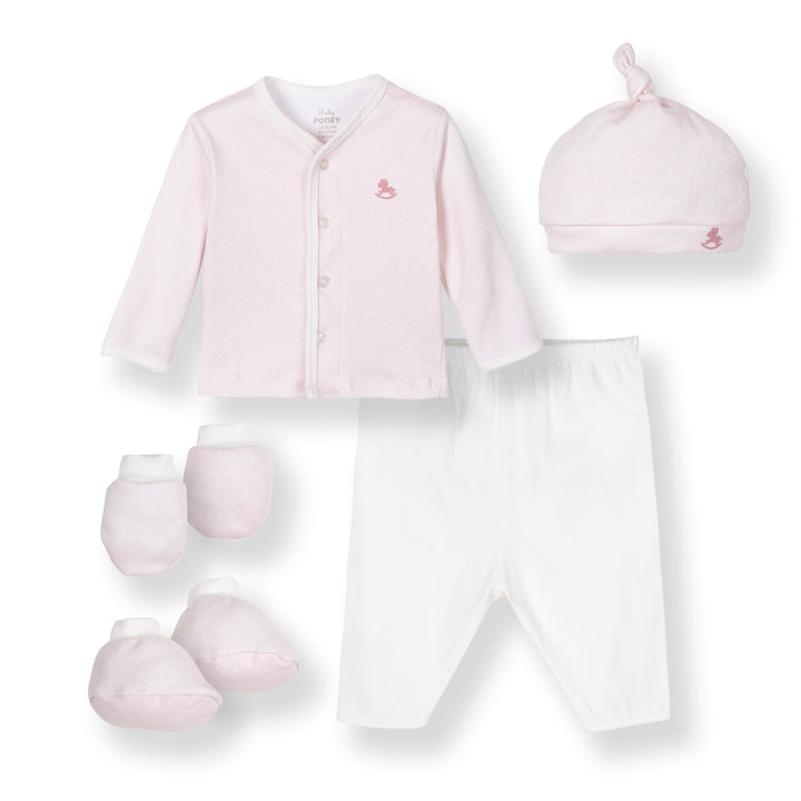 Poney Baby Girls Light Pink Dots Newborn Gift Set