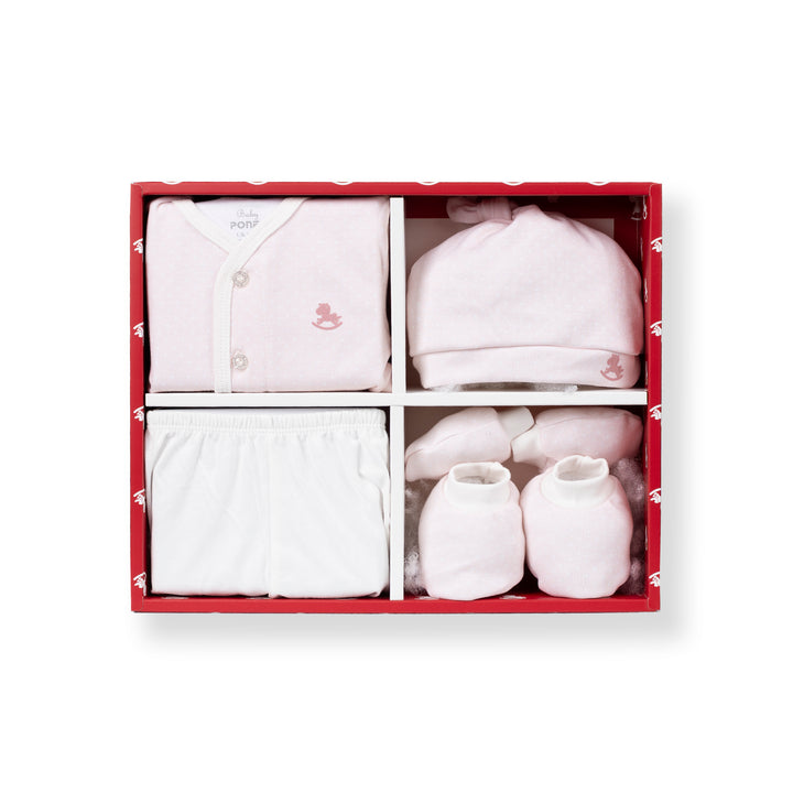 Poney Baby Girls Light Pink Dots Newborn Gift Set