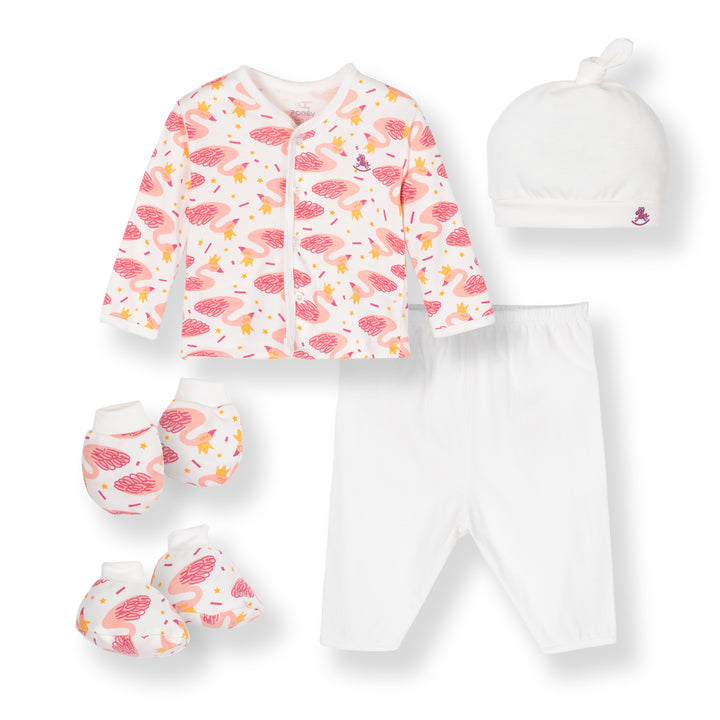 Poney Baby Girls Pink Swan Newborn Gift Set