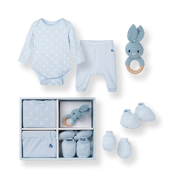 [NEW] Poney Baby Boys Newborn (0-6 Months) 5-Piece Gift Set with Box