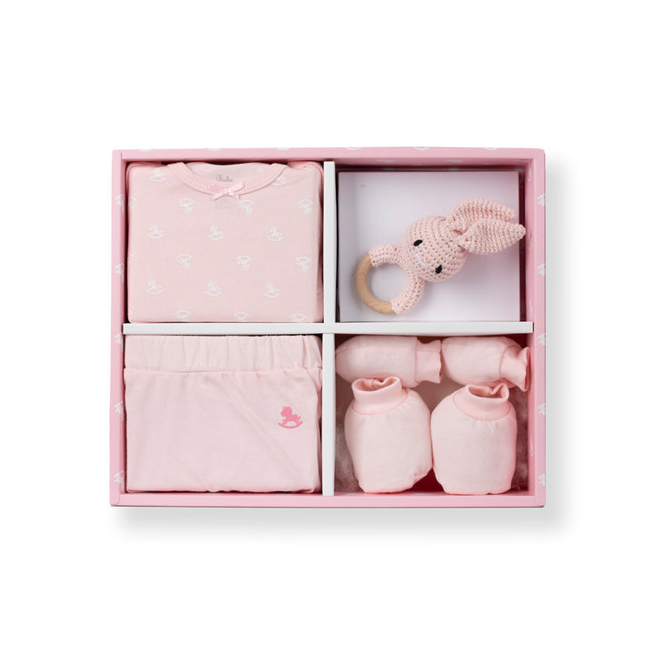 [NEW] Poney Baby Girl Newborn (0-6 Months) 5-Piece Gift Set with Box