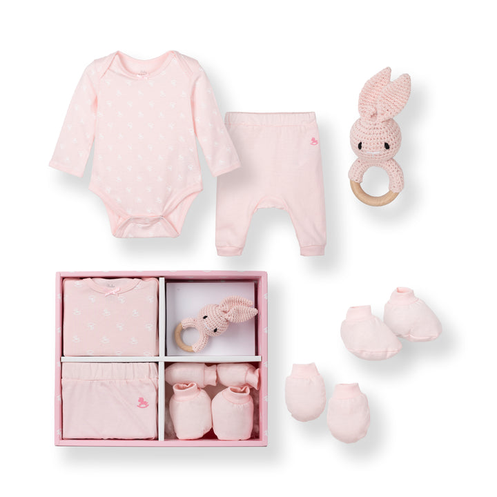 [NEW] Poney Baby Girl Newborn (0-6 Months) 5-Piece Gift Set with Box