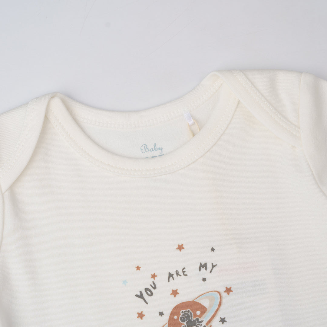 Baby Poney Boys White You Are My Universe Short Sleeve Bodysuit