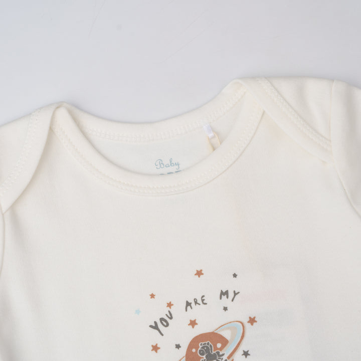 Baby Poney Boys White You Are My Universe Short Sleeve Bodysuit