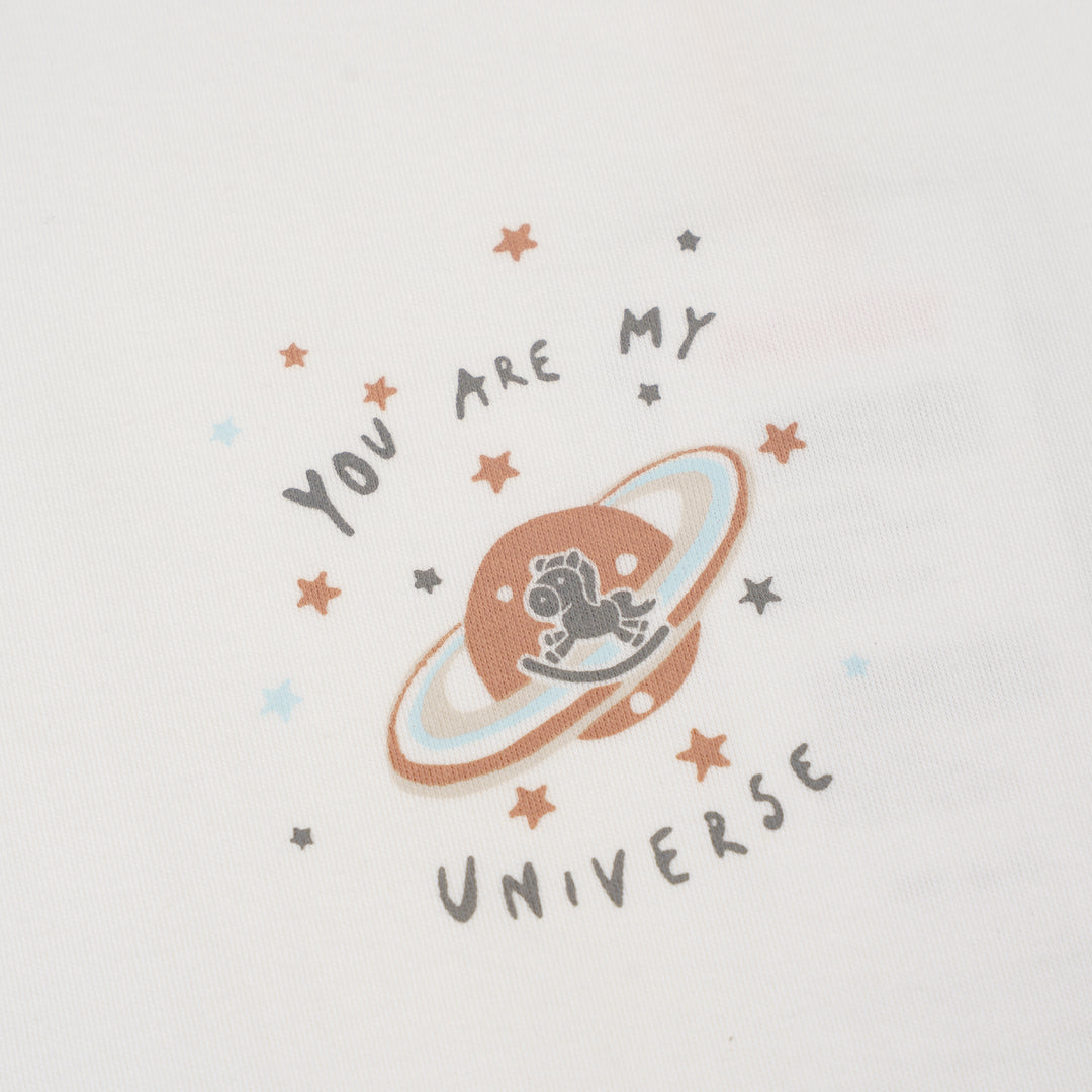 Baby Poney Boys White You Are My Universe Short Sleeve Bodysuit