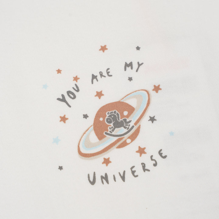 Baby Poney Boys White You Are My Universe Short Sleeve Bodysuit