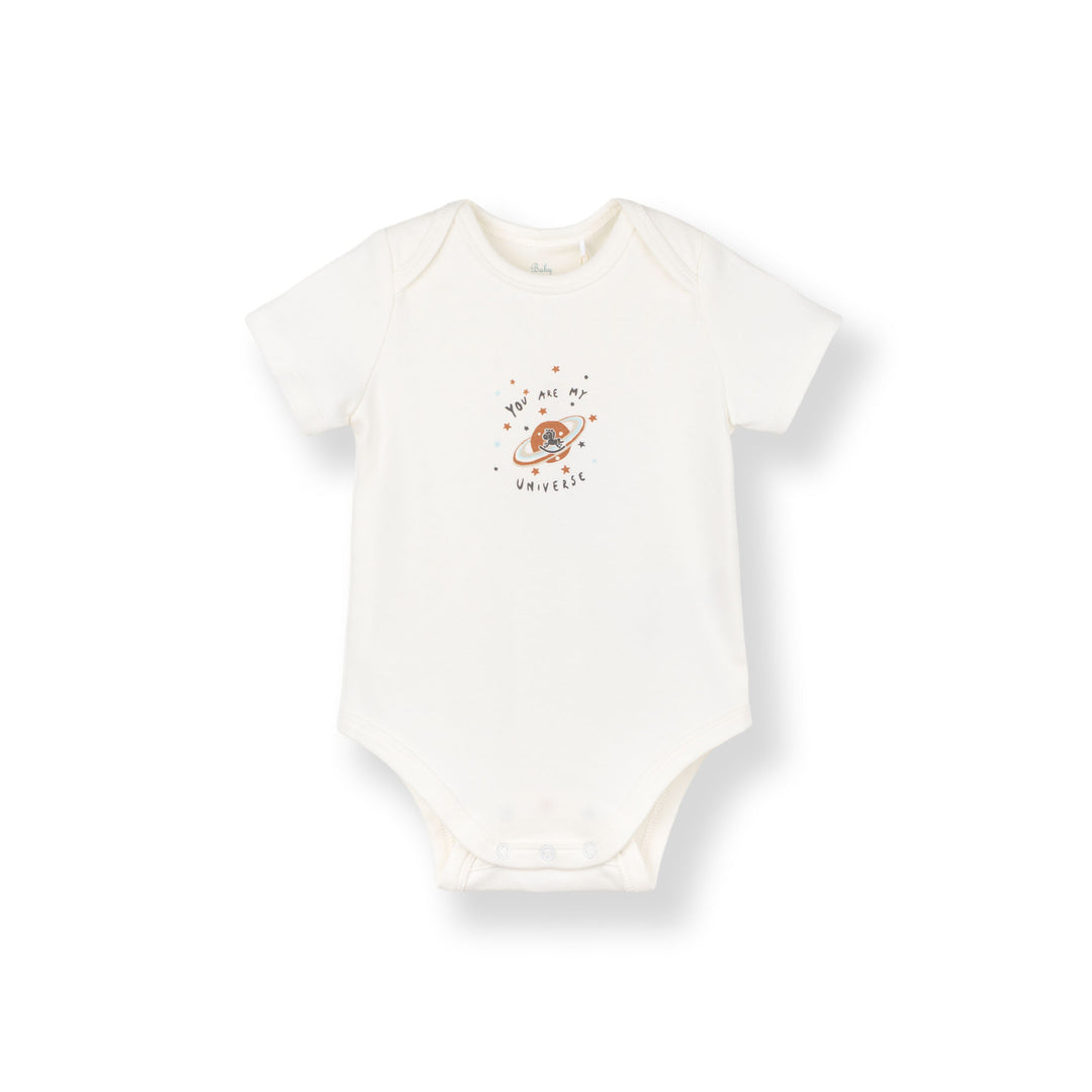 Baby Poney Boys White You Are My Universe Short Sleeve Bodysuit