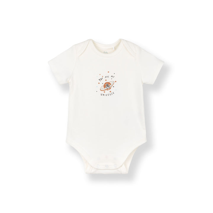 Baby Poney Boys White You Are My Universe Short Sleeve Bodysuit