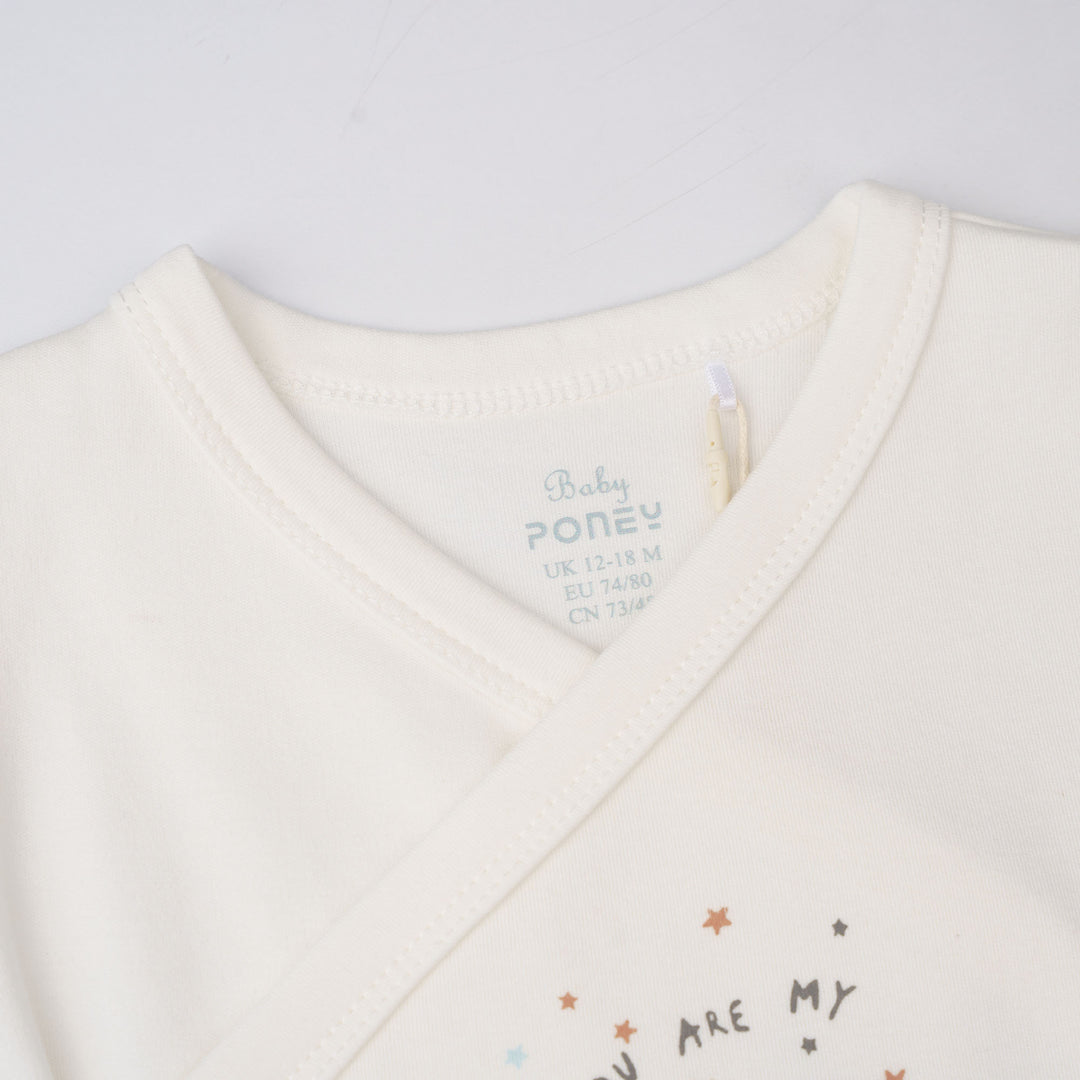 Baby Poney Boys White You Are My Universe Short Sleeve Kimono Bodysuit