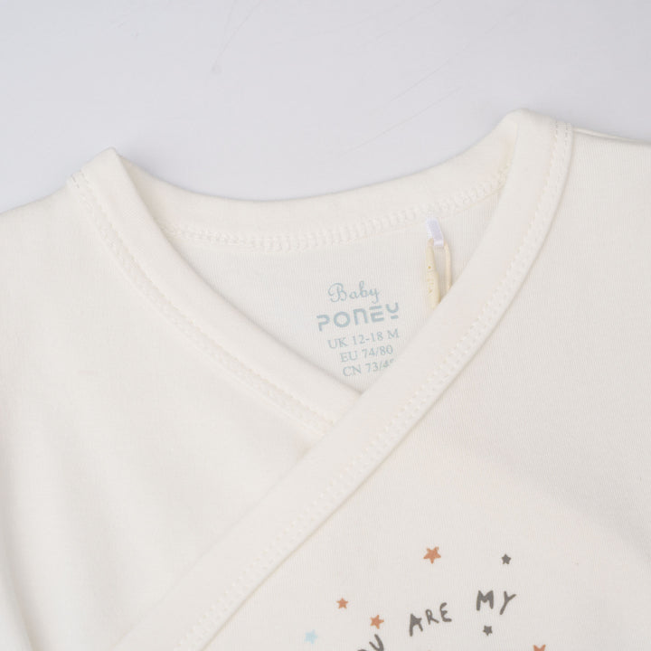Baby Poney Boys White You Are My Universe Short Sleeve Kimono Bodysuit