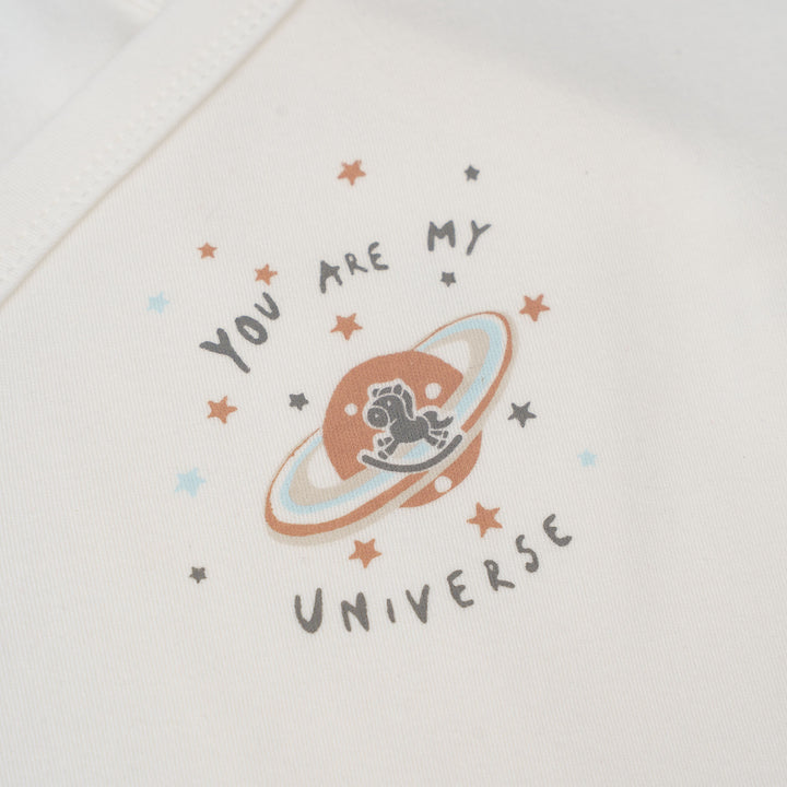 Baby Poney Boys White You Are My Universe Short Sleeve Kimono Bodysuit
