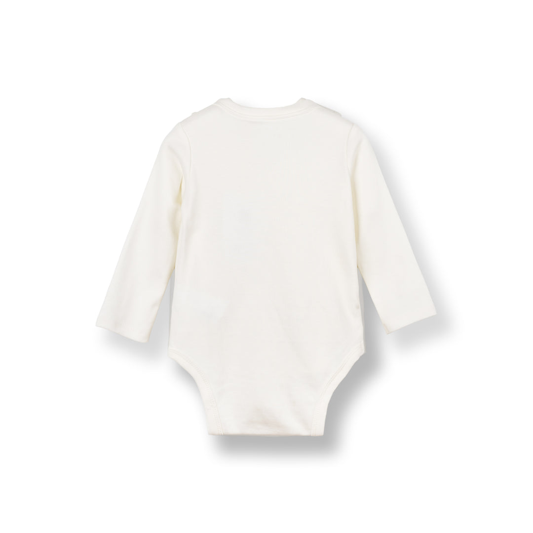 Baby Poney Boys White Hello World Long Sleeve Kimono Bodysuit