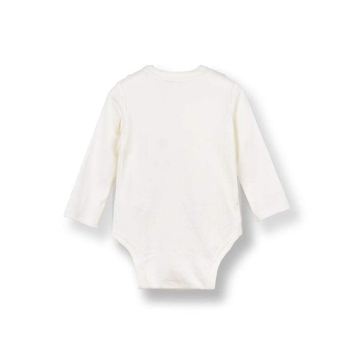 Baby Poney Boys White Hello World Long Sleeve Kimono Bodysuit