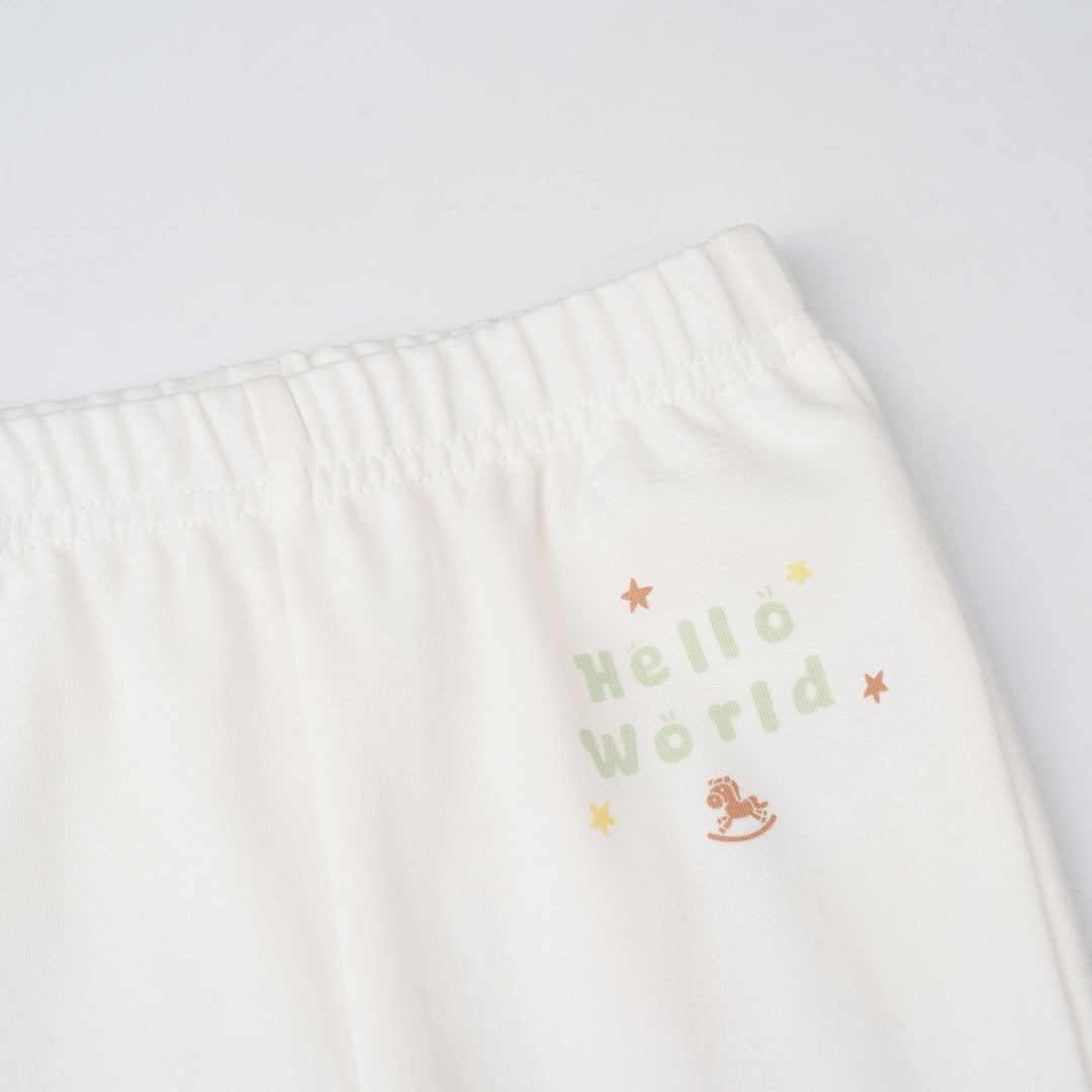 Baby Poney Boys White Hello World Long Pants