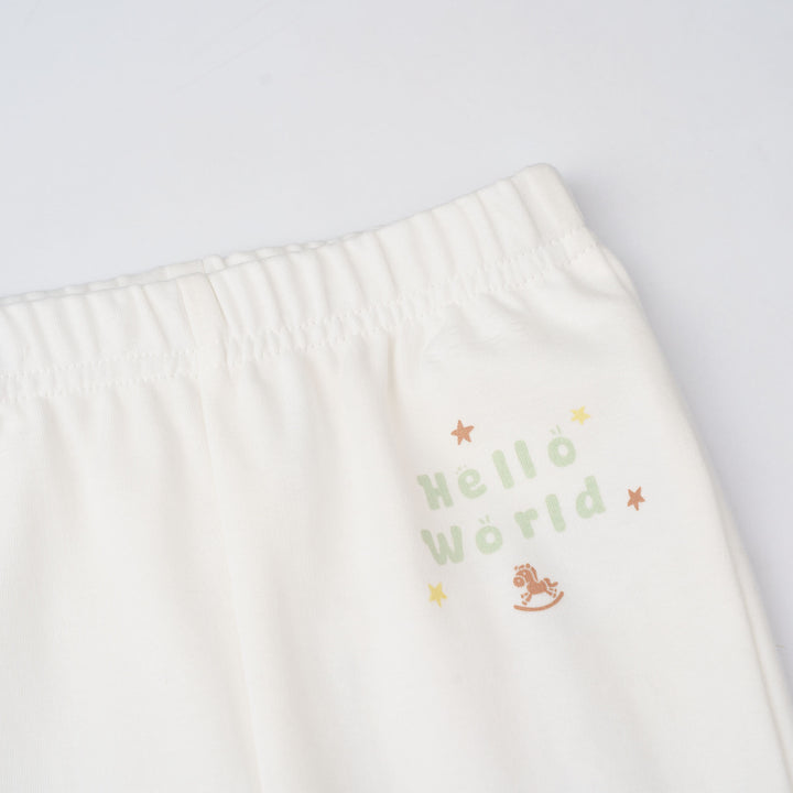 Baby Poney Boys White Hello World Long Pants