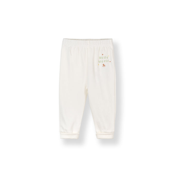 Baby Poney Boys White Hello World Long Pants