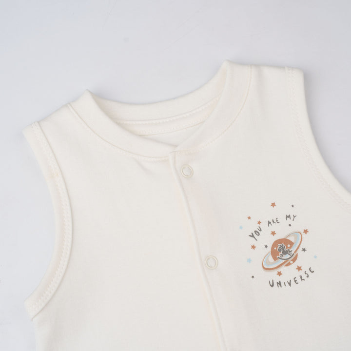 Baby Poney Boys White You Are My Universe Sleeveless Romper