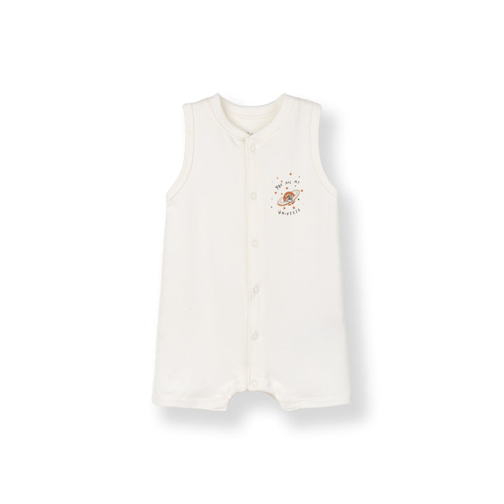 Baby Poney Boys White You Are My Universe Sleeveless Romper