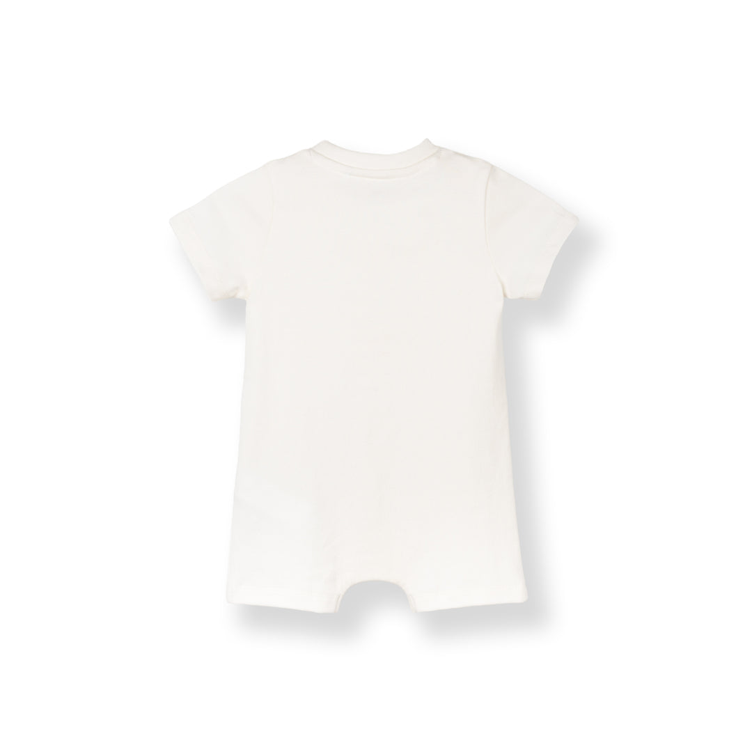 Baby Poney Boys White Hello World Short Sleeve Romper