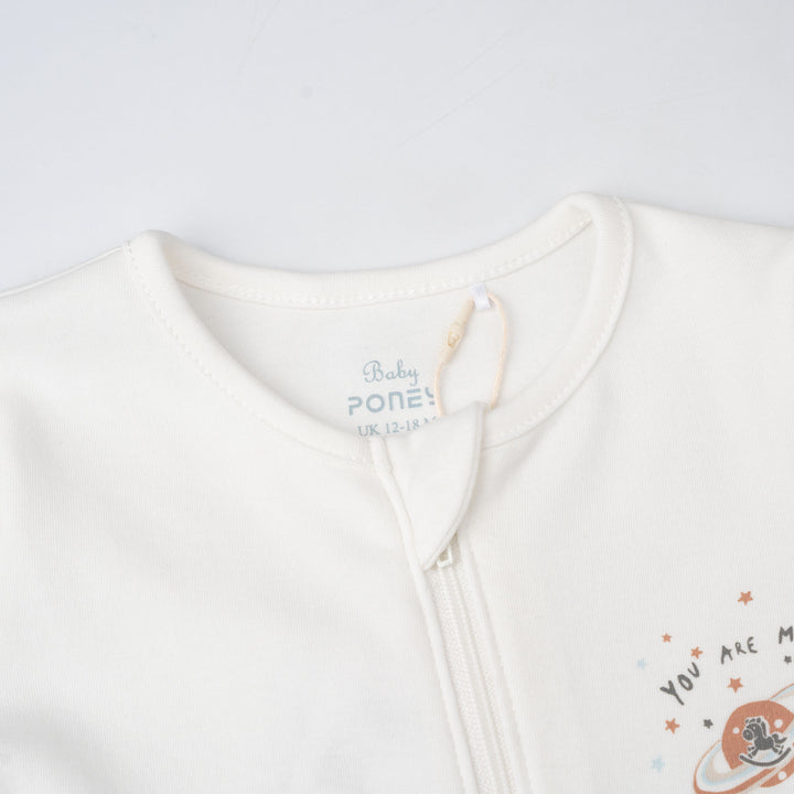 Baby Poney Boys White You Are My Universe Sleepsuit