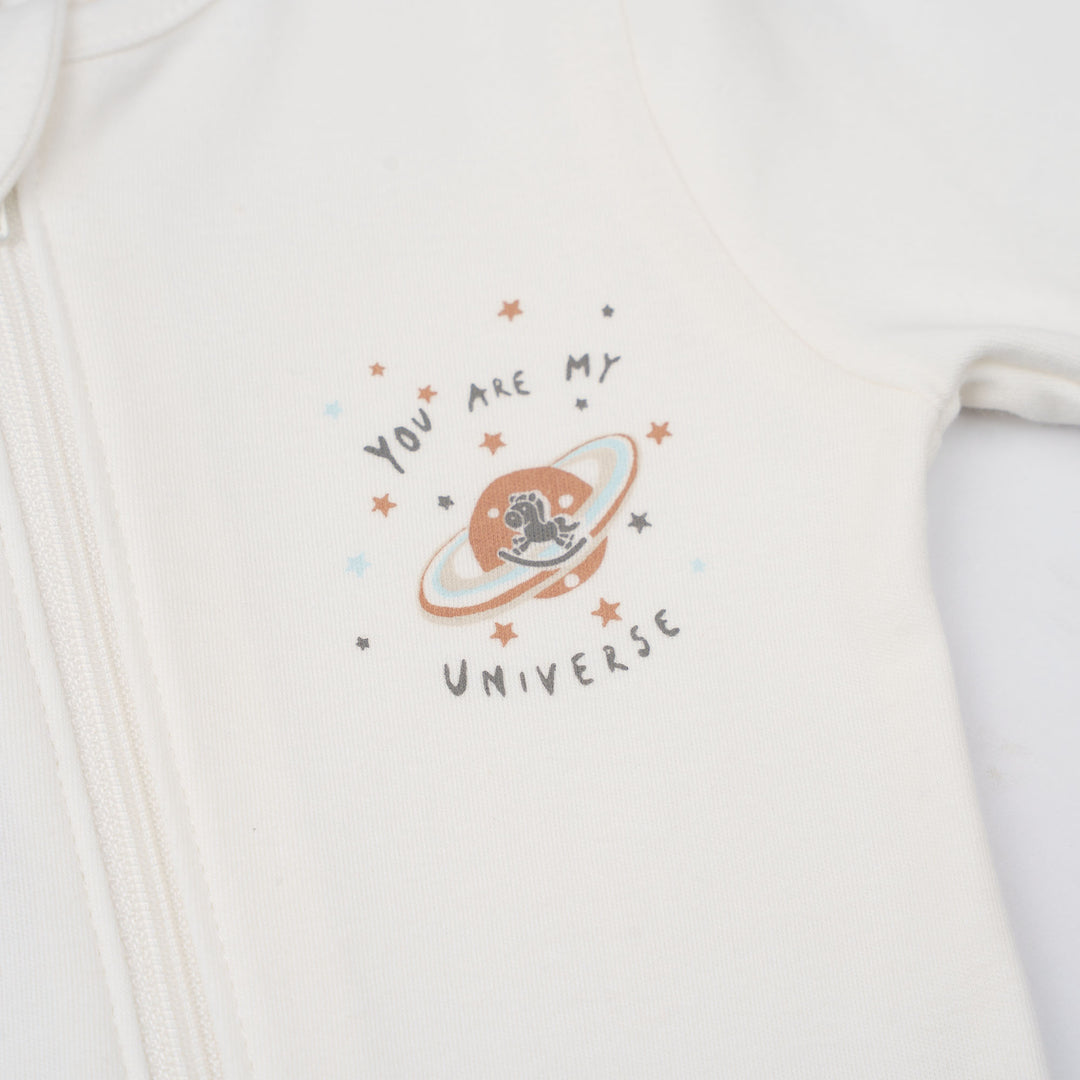 Baby Poney Boys White You Are My Universe Sleepsuit