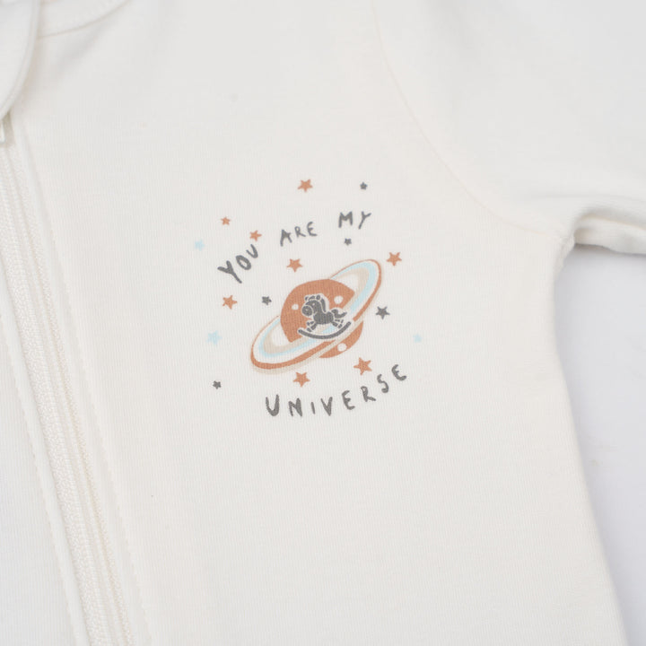 Baby Poney Boys White You Are My Universe Sleepsuit