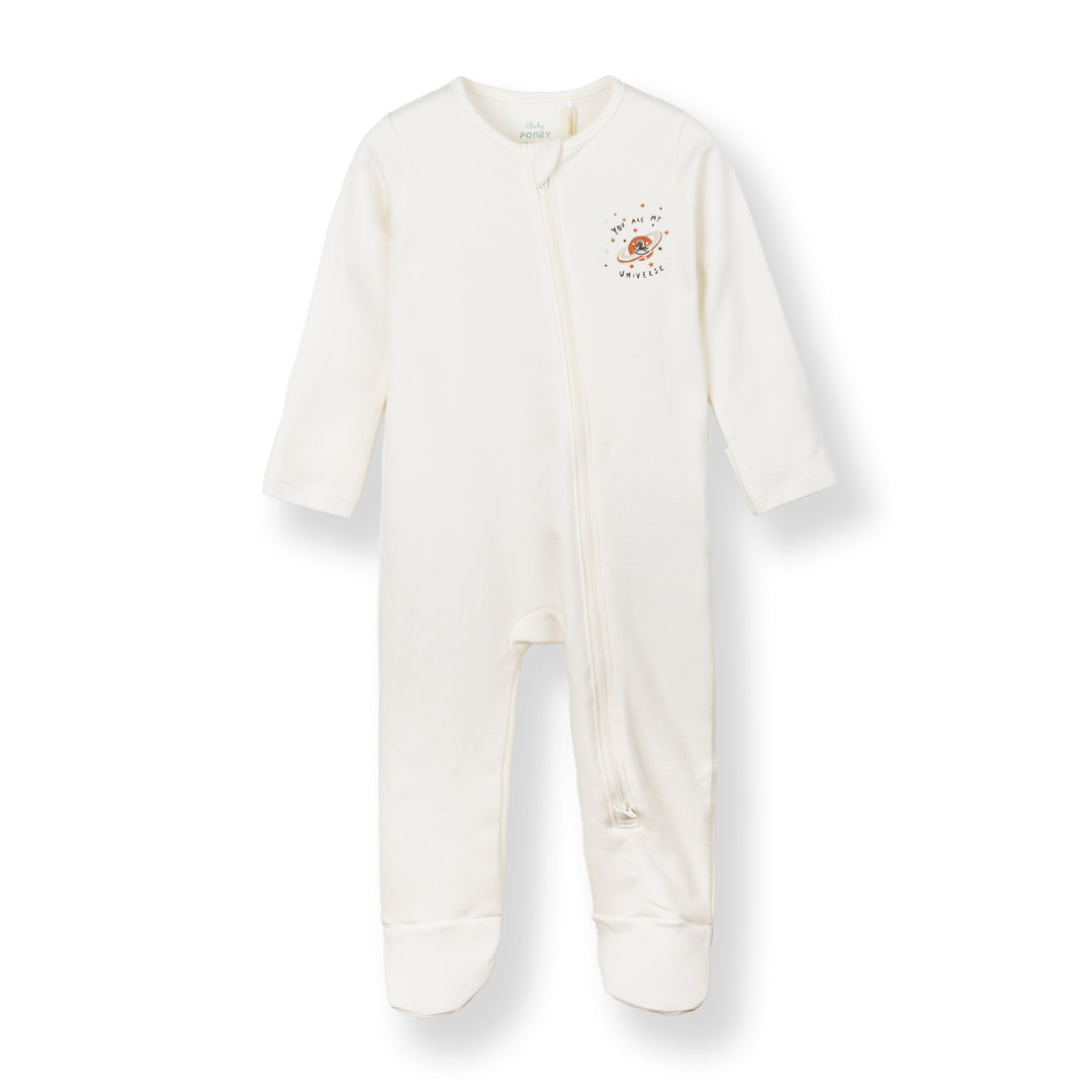 Baby Poney Boys White You Are My Universe Sleepsuit