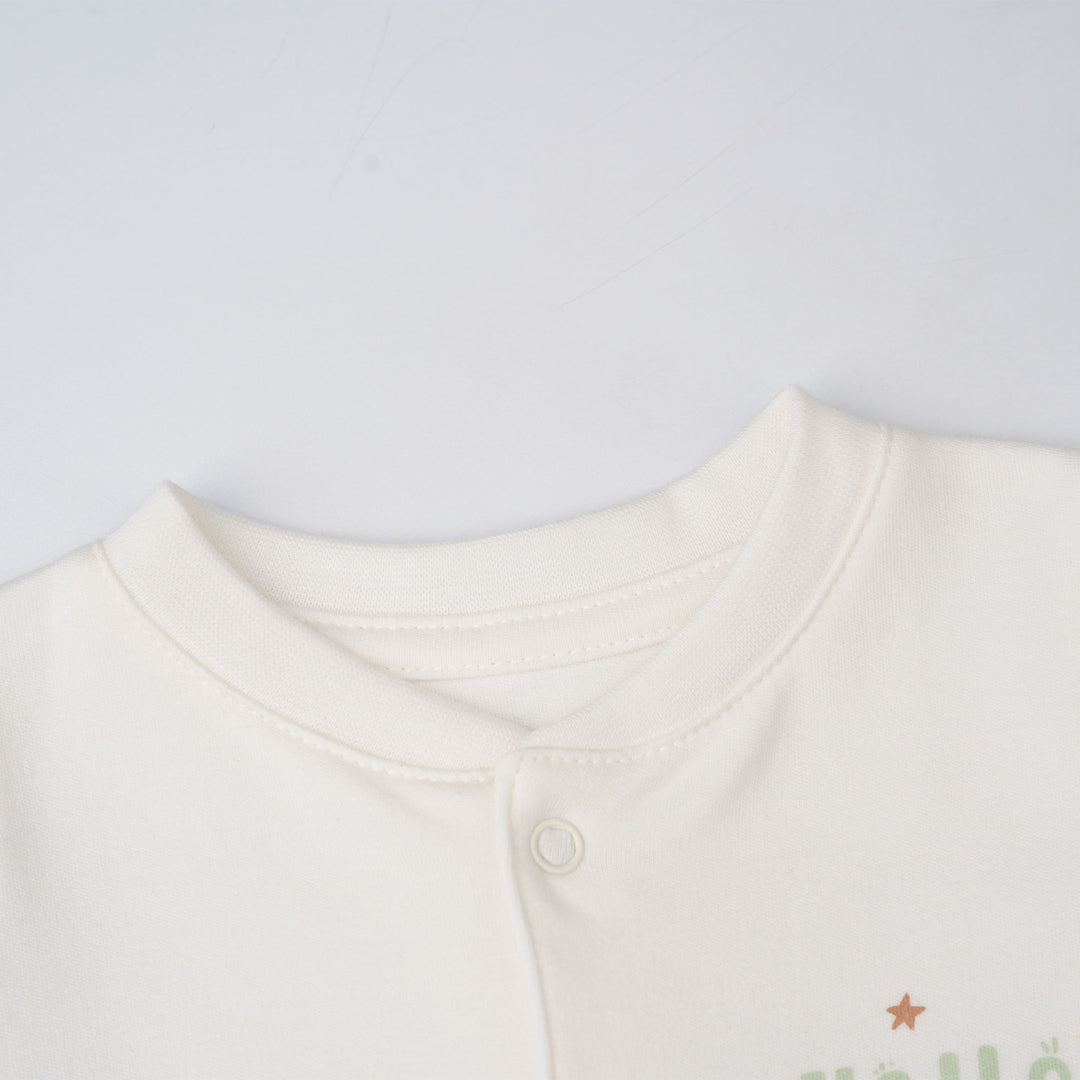 Baby Poney Boys White Hello World Sleepsuit