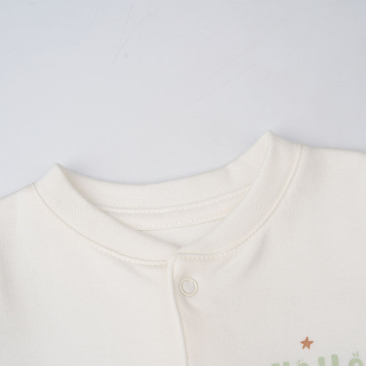 Baby Poney Boys White Hello World Sleepsuit