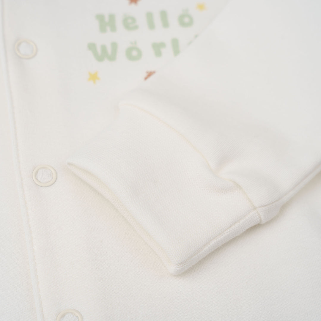 Baby Poney Boys White Hello World Sleepsuit