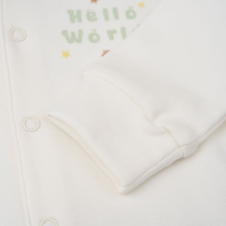 Baby Poney Boys White Hello World Sleepsuit