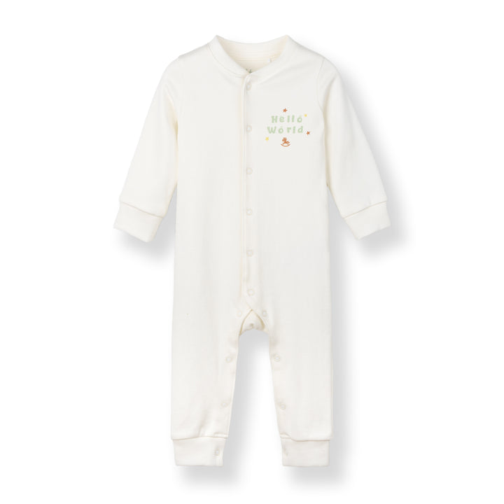 Baby Poney Boys White Hello World Sleepsuit