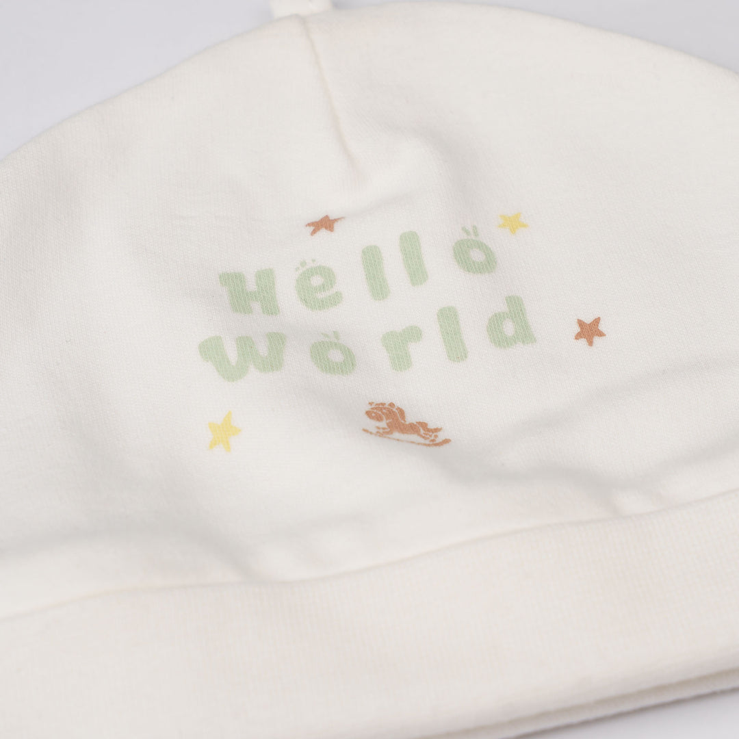 Baby Poney Boys White Hello World Hats