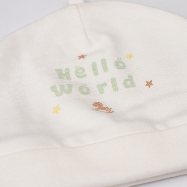 Baby Poney Boys White Hello World Hats