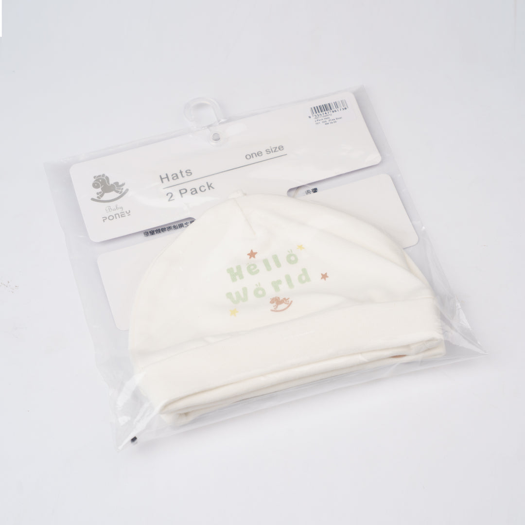 Baby Poney Boys White Hello World Hats