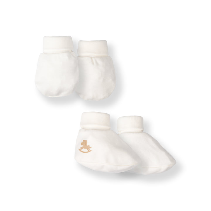Baby Poney Boys White MIttens & Booties