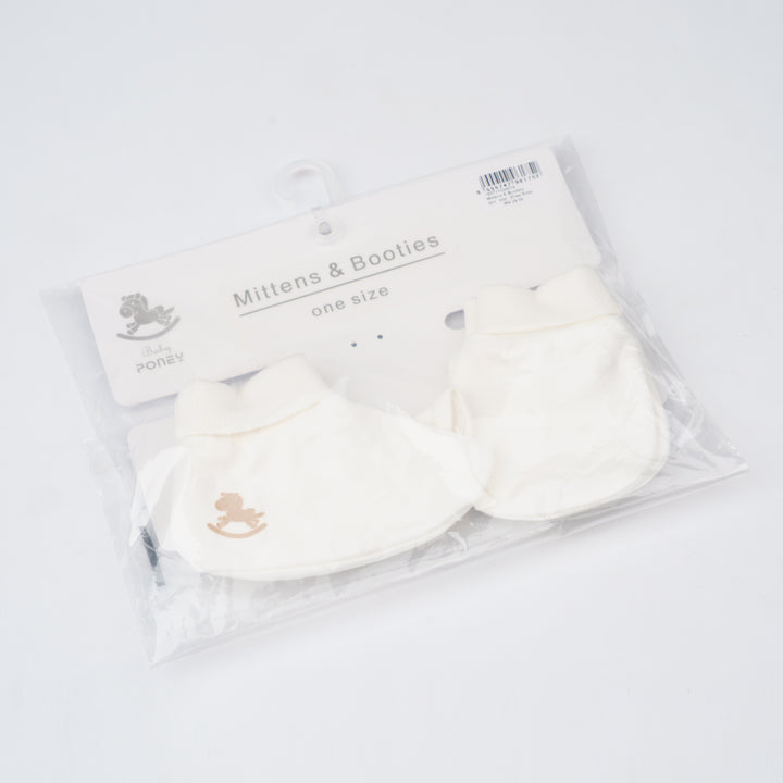 Baby Poney Boys White MIttens & Booties