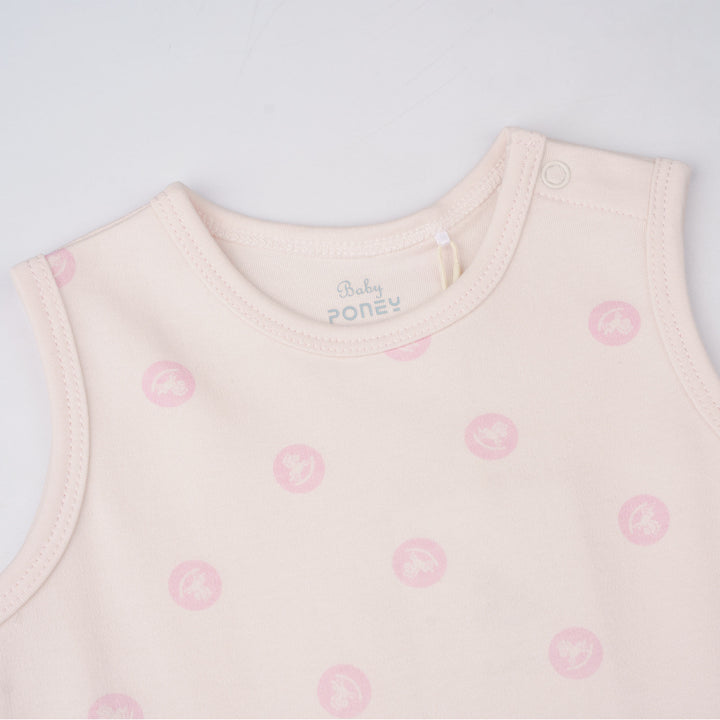 Baby Poney Girls Light Pink Iconic Rocking Horse Sleeveless Bodysuit