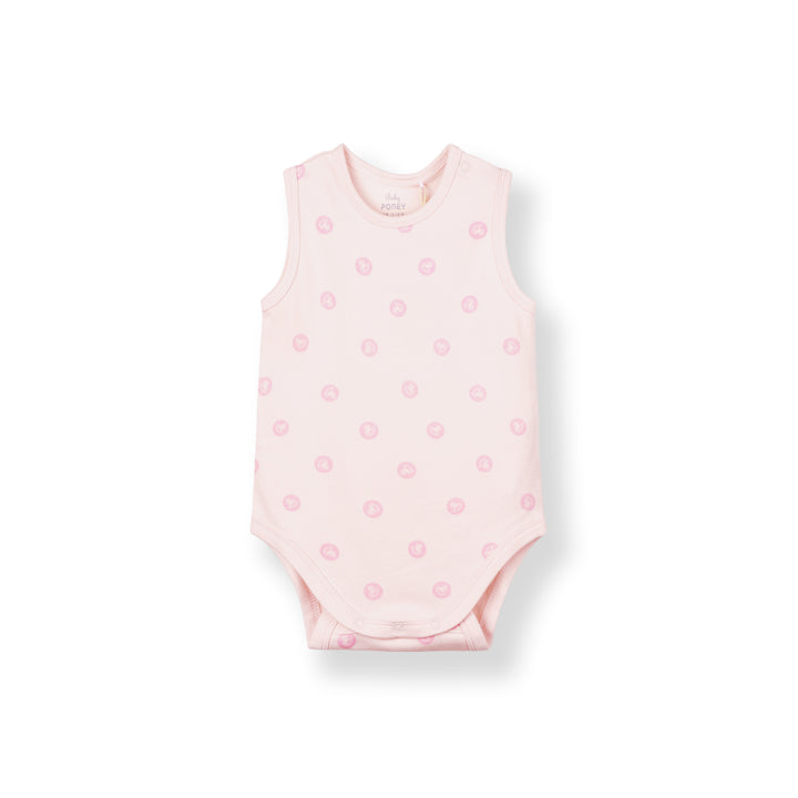 Baby Poney Girls Light Pink Iconic Rocking Horse Sleeveless Bodysuit