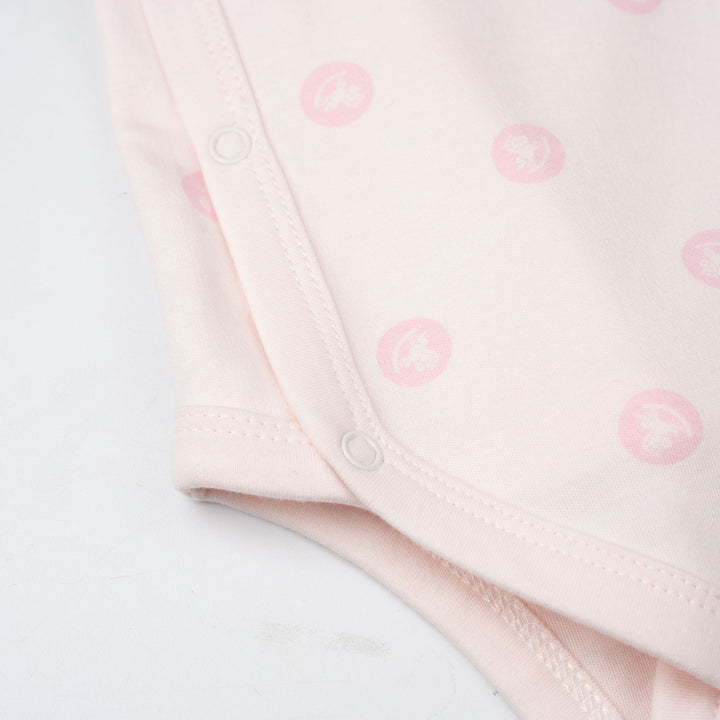 Baby Poney Girls Light Pink Iconic Rocking Horse Short Sleeve Kimono Bodysuit